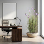 Artificial Plants Indoor Tall Grass Plants with Lilac Flower 47.2InTall Artificial Ornamental Grass Green Onions Outdoor Fake Plants with Black Pot Home Office Decorative (1 Pack,Purple)