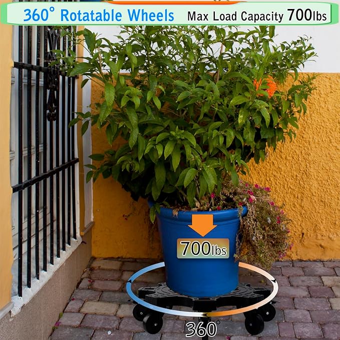 20 Inch Plant Caddy with Wheels Heavy Duty Outdoor,Indoor Rolling Plant Stand with 3inch Casters Black Heart Shaped Plant Dolly Large Potted Planter Cart for Big Flowerpots Plants Pots