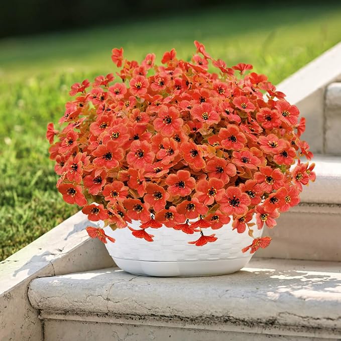 Artificial Mums for Outdoor Fall Decor Flowers, 12 Bundles Fall Decorations for Home Fake Mums Artificial Flowers, Fake Plants for Outdoor Planters UV Resistant for Porch Outside Yard