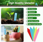 KINGLAKE Plant Labels,Plastic Plant Labels 4 Inch,Plant Tags,100 Pcs Nursery Garden Labels Plant Markers for Outdoor Garden Waterproof,Plants Name Tags Stake Tags Multicolored with Marking Pen
