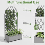 Casaphoria Metal Raised Garden Bed with Trellis and Wheels, 72"x35"x16" Arched Planter Box for Climbing Plants, Vegetables & Vines, Features Drainage Holes and Privacy Screen (Grey-Laurence)