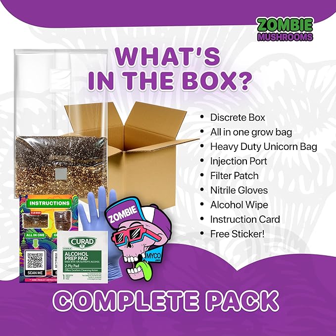 All‑in‑One Mushroom Grow Bag Kit – Sterilized Grain & CVG Substrate with Self‑Healing Injection Port – Beginner‑Friendly Mushroom Growing Kit to Grow Mushrooms at Home, 5 lb Mega Bag (1 Bag)