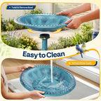 VIVOHOME Bird Bath for Outside, Polyresin Pedestal Bird Baths for Outdoor, Garden, 28 Inch Height Weather-Resistant Birdbaths with 20" Bowl, Blue
