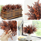 Artificial Ferns Shrubs Bushes, Faux Fern Leaves Plastic Plants Fake Boston Grass for Wedding Bouquet Indoor Outdoor Home Garden Verandah Kitchen Table Centerpieces Arrangements Decoration Red 8 Pack