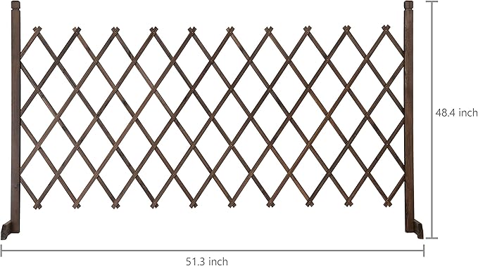 MyGift Expandable Garden Trellis, Solid Wood Freestanding Lattice Panels for Outside, Decorative Lattice Fence Trellis for Climbing Plants Outdoor, Brown