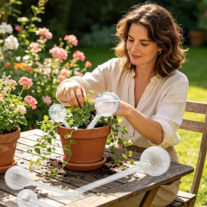 Pynqdfu 24 Pcs Plant Watering Globes,Clear Plastic Self-Watering Bulbs,Garden Automatic Watering Globes for Plant,Indoor,Outdoor,Graden,Flowers(Large,Medium,Small)