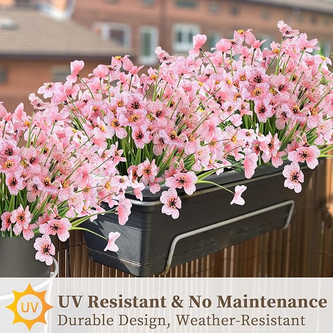 ColoPlay 24 Peach Bundles Artificial Flowers for Outdoors/Indoors Fake Flowers Plants for Indoor Outside Garden Porch Window Box Home Wedding Farmhouse