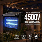 Solar Bug Zapper Outdoor Waterproof, 4500V Cordless Mosquito Zapper | USB-C rechargeable, solar powered with auto light sensor, hanging or stake use for patio, garden, backyard, camping, garage
