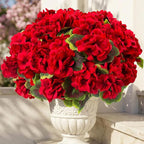 lovemoon 8 Pcs Artificial Geranium Plant Realistic Silk Flowers for Outside UV Resistant Faux Geraniums Flowers for Indoor Outdoor Home Garden Office Decoration (8, Red)