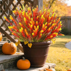 Artificial Plants Outdoor, 20 Pcs Fake Mums Flowers UV Resistant Outdoor Plants, Artificial Fall Flowers Plastic Faux Plants Shrubs for Home Porch Garden Yard Window Box
