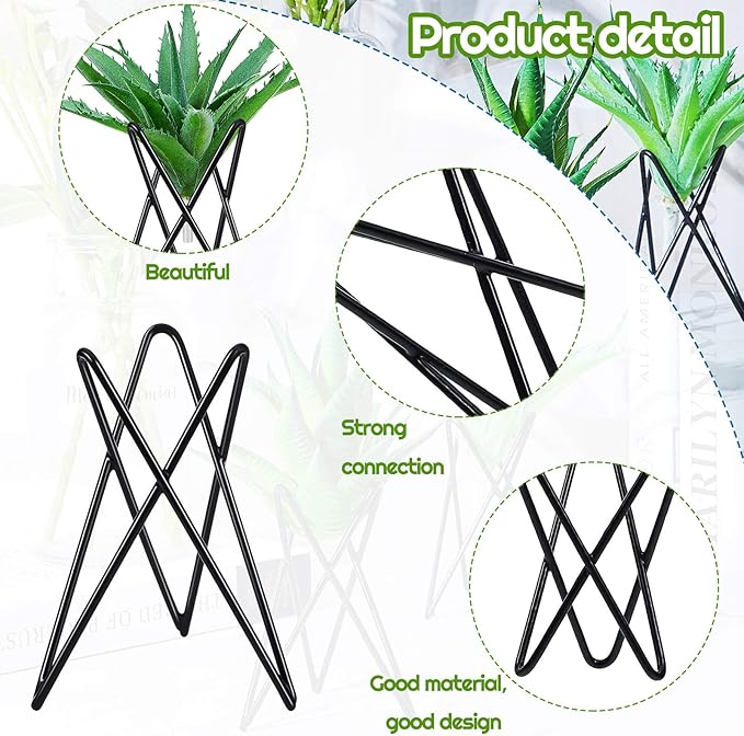Jetec 6 Pcs Air Plant Holder Airplants Live Holders Airplants Rack Black Metal Desk Plant Rack for Home Office Study Balcony Garden Patio Wedding Decoration Gift