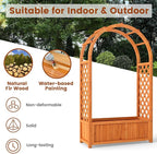 Giantex Set of 2 Raised Garden Bed with Arch Trellis, for Climbing Vine Flower Vegetable, Wood Planter Box with Liner & Drainage Design, Outdoor Plant Container for Yard Balcony (33"x14"x58")