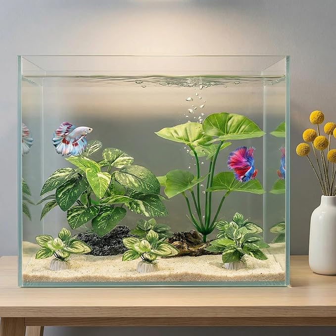 10 PCS Aquarium Decorations Silk Aquarium Plants Betta Fish Tank Decor Artificial Fish Tank Decorations Plants for Betta, Goldfish, Turtle & Reptile Tanks Ornament Accessories