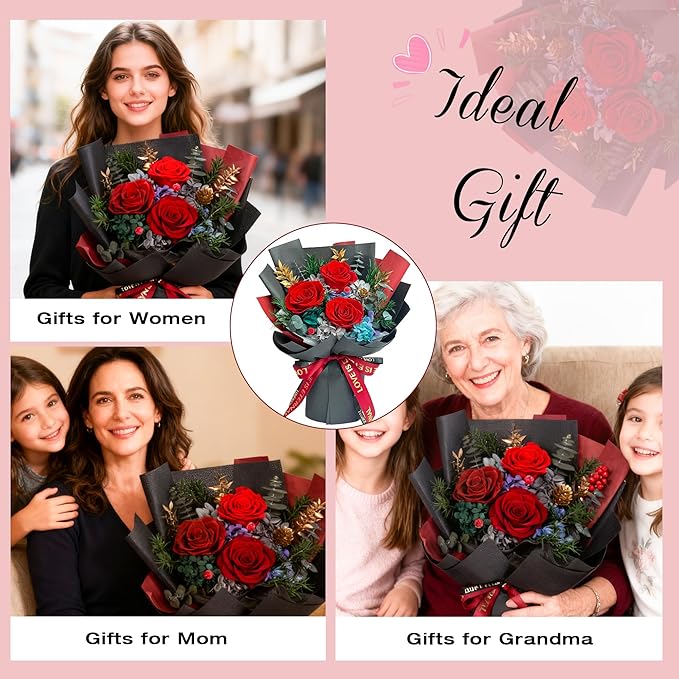Vrioca Flowers for Delivery, Preserved Flowers Bouquets, Birthday Gifts for Women Mom