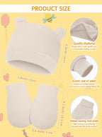 Geyoga 12 Pieces Newborn Hat Mittens Gloves Set Baby Boys Girls Cotton Baby Beanie for 0-12 Months