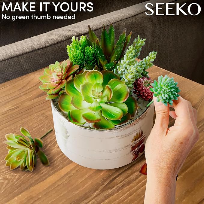 Succulents Plants Artificial 28 Pcs Realistic Premium Fake Succulents Faux for Indoor Outdoor UV Resistant DIY Home Office Decor