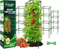 Legigo 4 Pack Square Tomato Cages- 60 Inch Heavy Duty Tomato Trellis for Climbing Plants Outdoor, Tomato Plant Support Stakes Cage Garden Trellis for Garden Raised Garden Bed Cucumbers Vegetables