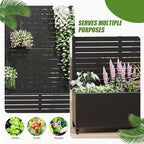 Casaphoria Metal Raised Garden Bed with Trellis and Wheels, 72"x47"x16" Planter Box for Climbing Plants, Vegetables & Vines, Features Drainage Holes and Privacy Screen (Black-Louver)