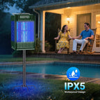 Solar Bug Zapper Outdoor, Solar Mosquito Zapper Outdoor with Ground Bracket, Cordless Waterproof Fly Zapper with Illuminated Light, 5000mAh Rechargeable Mosquito Killer