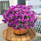 Fake Bougainvillea Artificial Flowers for Outdoors Spring Summer Decor, 4PCS Bougainvillea Outdoor Faux Plants Realistic Silk Flowers for Outside UV Resistant for Planter Patio Window Garden, Purple