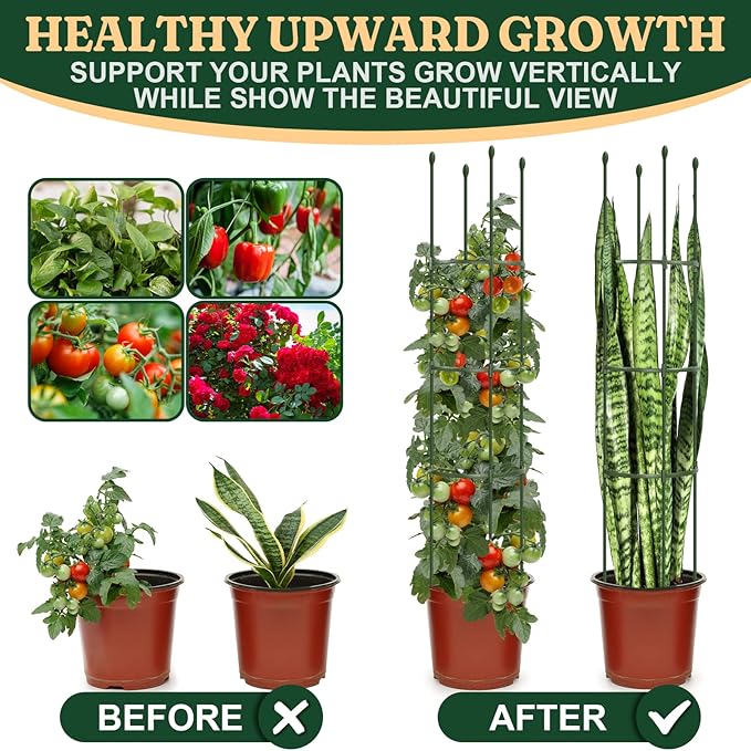 LOMNYIY Garden Trellis, Tomato Cage Tall Plant Support Climbing Vines Flowers Stands Cucumber Trellis Plant cage(Tall 55.1 inches，2 Pack)
