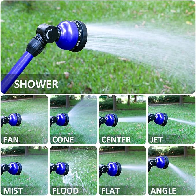 STYDDI Metal 9 Pattern Garden Watering Wand with Pivoting Head and Thumb Control, 18-Inch, Ideal for Hanging Baskets and Shrubs, Blue