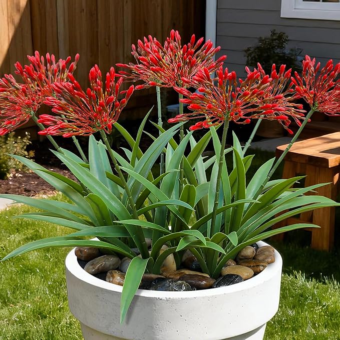 Artificial Flowers for Outdoors 18.9 in Large Fake Plants Outdoor Flower Spring Summer Decoration Outside for Front Porch Garden Window Box
