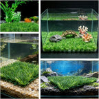 Aquarium Grass Decor 2PCS 9 inches Crab Hermit Climbing Wall Artificial Grass for TurtleTank Fish Tank Plants Landscape Ornament, Reptile Terrarium with 8 Suction Cups