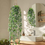 Artificial Hanging Plant 2 Pcs Faux Plant Ivy Vine Faux Eucalyptus Vines Fake Potted Greenery for Wall Living Room Home Shelf Office Bathroom Outdoor Indoor Decor (Type 6)