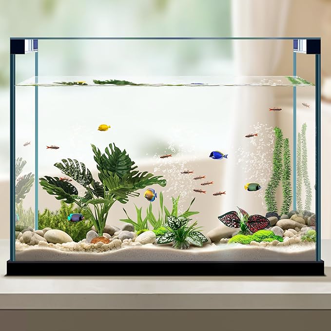 Moonorange Reptile Artificial Plants, Terrarium Plants Decorations Supplies, Aquarium Fish Tank Plant, Amphibian Habitat Hideout Tank Accessories(L Set-3pcs/A)