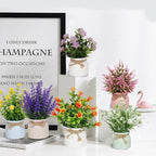 Yoratee 6pcs Artificial Pot Flowers Small Fake Plants Mini Potted Plants for Home Office Tabletop Decoration