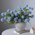 VIERENA 12 Pcs Faux Silk Pompon Mum Artificial Flowers for Vase -27", Bulk Fake Chrysanth Branches with Stems for DIY Bouquet Centerpieces Wedding Fillers Arrangements Shower Decorations (Dusty Blue)