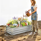 Outsunny Galvanized Raised Garden Bed, 4' x 2' x 1' Metal Planter Box, for Growing Vegetables, Flowers, Herbs, Succulents, Silver