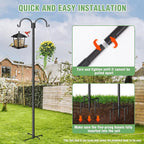 Double Shepherds Hooks for Outdoor, 60" Heavy Duty Bird Feeder Pole with 5-Prong Base - Rust-Proof, Adjustable Bird Feeder Hanger for Garden, Wedding Decor & Hanging Plants