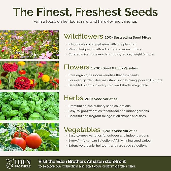 Eden Brothers Partial Shade Wildflower Mixed Seeds for Planting, 5 lb, 2,400,000+ Seeds with Sweet William, Foxglove | Attracts Pollinators, Plant in Spring or Fall, Zones 3, 4, 5, 6, 7, 8, 9, 10