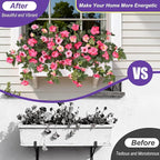 Ammyoo Artificial Fake Petunia Flowers for Outdoor Decoration, 2PCS Faux Silk Petunias Flower for Spring UV Resistant No Fade Realistic Plants for Garden Balcony Yard Porch Indoor Decor(Double Pink)