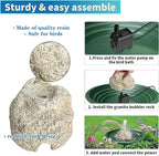 SAC SMARTEN ARTS Fountain for Bird Baths for Bird Bath Fountain with 7.5W Water Pump Resin Granite Rock Water Feature for Garden Patio Lawn Hummingbird Birdbath Fish Tank and Aquariums