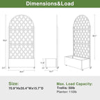 Casaphoria Metal Raised Garden Bed with Trellis and Wheels, 72"x35"x16" Arched Planter Box for Climbing Plants, Vegetables & Vines, Features Drainage Holes and Privacy Screen (Grey-Laurence)