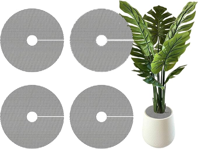 4 Pcs Plant Pot Grids-Cuttable Plant Pot Soil Covers Protectors from Animals-Indoor Plant Pot Soil Guard for Outdoor Garden Plant Protection (15.7in-4pcs)
