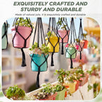 EBOOT 2 Pack 48 Inch Large Macrame Plant Hanger Rope to Hang Flower Pot Plant Holder for Indoor Outdoor Decorations, 4 Legs (Black)