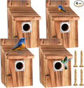 4-Piece Outdoor Bird House Set, Bird Houses for Outside with Metal Guards, Safety Locks, Flight Slots, & Ventilation, Bluebird Houses with 1-1/2" Entrance for Bluebirds, Wrens, Finches
