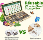 USDA Zone 8 Heirloom Seed Bank, 30,000+ Non-GMO 32 Varieties of Heirloom Seeds for Planting Vegetables Herbs, Survival Seed Kit for Raised Garden Bed Greenhouse, Gardening Gifts for Women Men