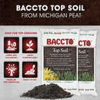 Michigan Peat Baccto Top Soil for Lawns, Gardens, and Raised Planting Beds with Reed Sedge, Peat, and Sand, 50 Pounds (2 Pack)