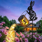 Solar Watering_Can Light with Bunny Silhouette Stake & Fairy Design - Cascading LED String Light for Garden Yard Patio Decor, IP65 Waterproof Outdoor Gift for Mom, Women, Birthday, Housewarming