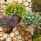 10 Bundles Artificial Fake Flowers, Faux Outdoor Plastic Plants UV Resistant Shrubs Outside Indoor Decorations (White-Eucalyptus)