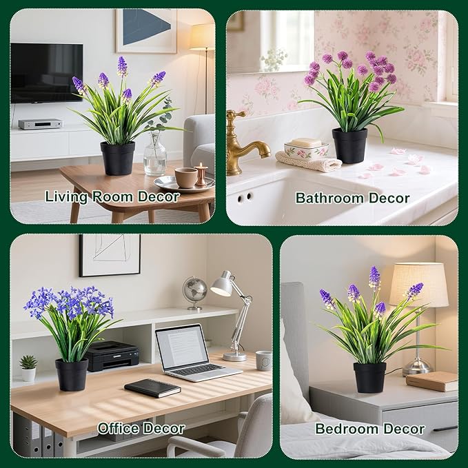 3 Pack Fake Small Plant Artificial Potted Flowers for Home Decor Fake Flower Plant Greenery Mini Faux Plant for Indoor Bedroom Living Room Office Shelf Bathroom Farmhouse Decor (Type 6)