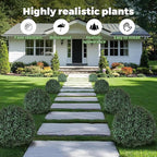 2 Pack Artificial Urn Filler, Artificial Boxwood Topiary Shrubs, UV-Resistant Evergreen Plants, Indoor/Outdoor Decoration, Suitable for porches, courtyards, Gardens, and Flower beds