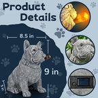 Dog Solar Garden Statue with LED Light - Outdoor Yard, Lawn, Patio French Bulldog Decor - Unique Birthday Housewarming Gift for Dad, Mom, Men, Women