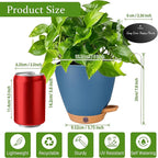 6 Inch Self Watering Pots for Indoor Plants(5-Pack) – Small Plastic Planters with Water Level Window, Drainage Holes & Detachable Trays, Indoor Outdoor Flower Pots for Herbs, Snake,Pothos(Navy Blue)