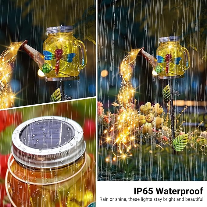 SRNPMIU Solar Watering_Can Light, Yard Outdoor Decor Lights, IP65 Waterproof, Hanging Dragonfly Garden Light, Outside Garden Flower Bed Decor, Women Gift, Birthday Gifts